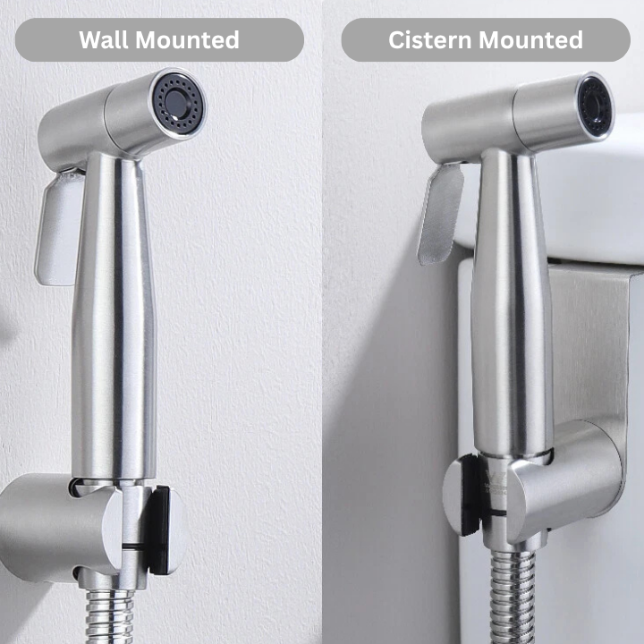 Premium Luxury Toilet Trigger Bidet Spray Kit with 1.2m Anti Burst Hose - Brushed Nickel