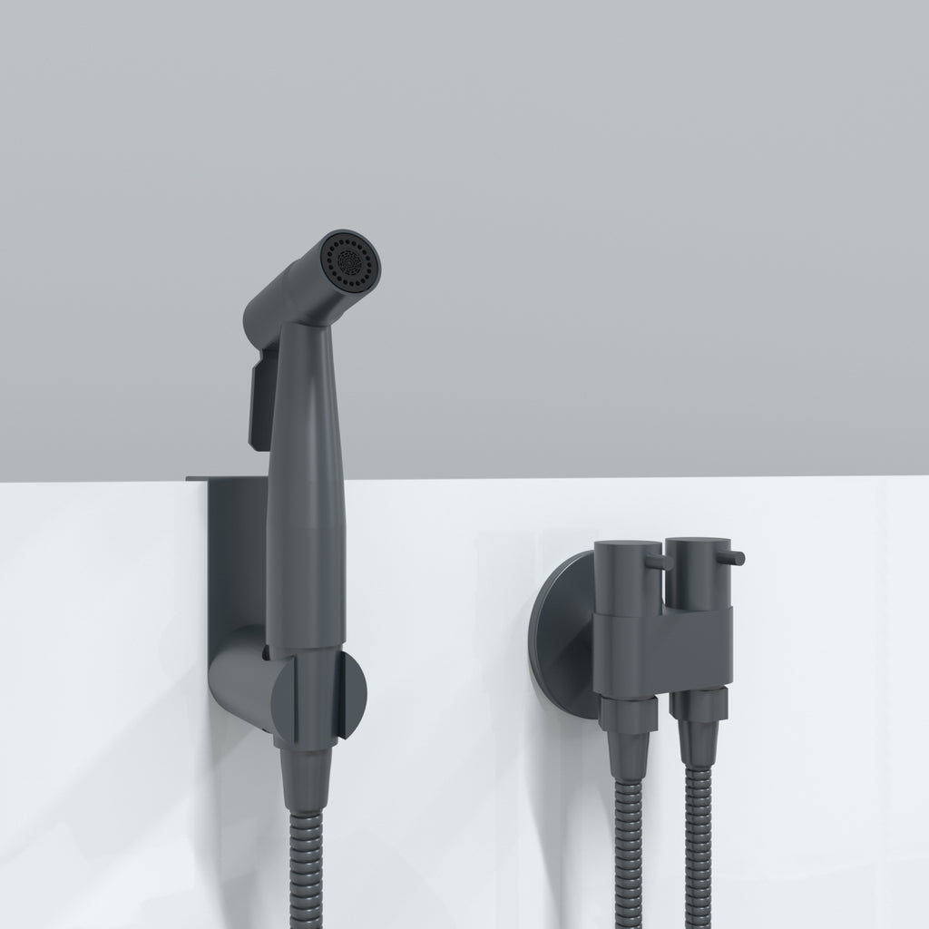 Premium Luxury Toilet Trigger Bidet Spray Kit with 1.2m Anti Burst Hose - Gunmetal