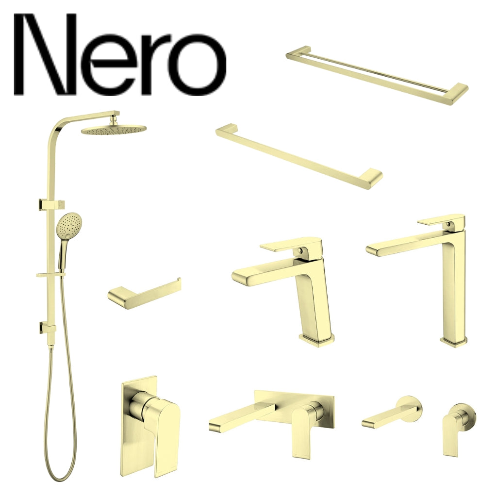 Nero Bianca Tapware Shower Mixer Package - Brushed Gold