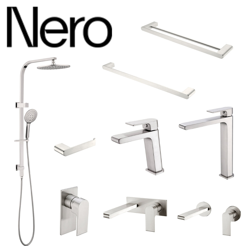 Nero Bianca Tapware Shower Mixer Package - Brushed Nickel