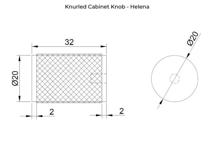 Manovella Knurled Cabinet Knob - Helena - Brushed Nickel