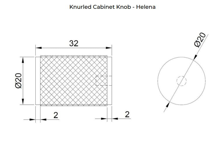 Manovella Knurled Cabinet Knob - Helena - Matte Black