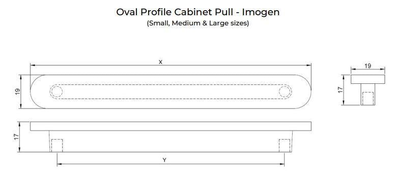 Manovella Oval Profile Cabinet Pull - Imogen - Aged Brass