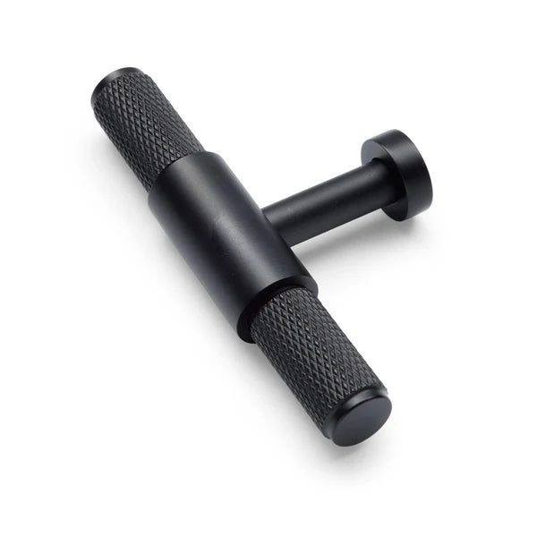 Manovella Knurled Cabinet T-Bar Pull - Miranda - Matte Black