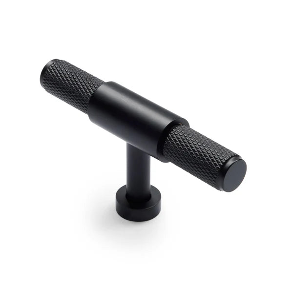 Manovella Knurled Cabinet T-Bar Pull - Miranda - Matte Black
