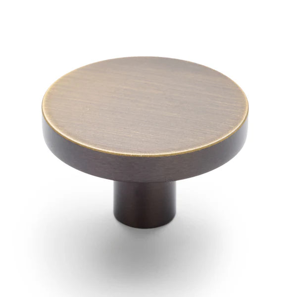Manovella Round Profile Cabinet Knob - Olivia - Aged Brass