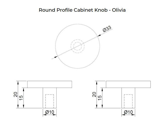 Manovella Round Profile Cabinet Knob - Olivia - White