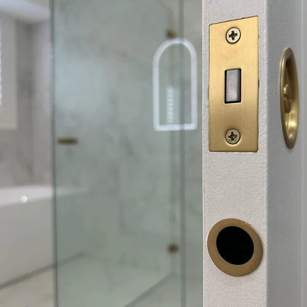 Manovella Round Sliding Cavity Privacy Lock - Satin Brass