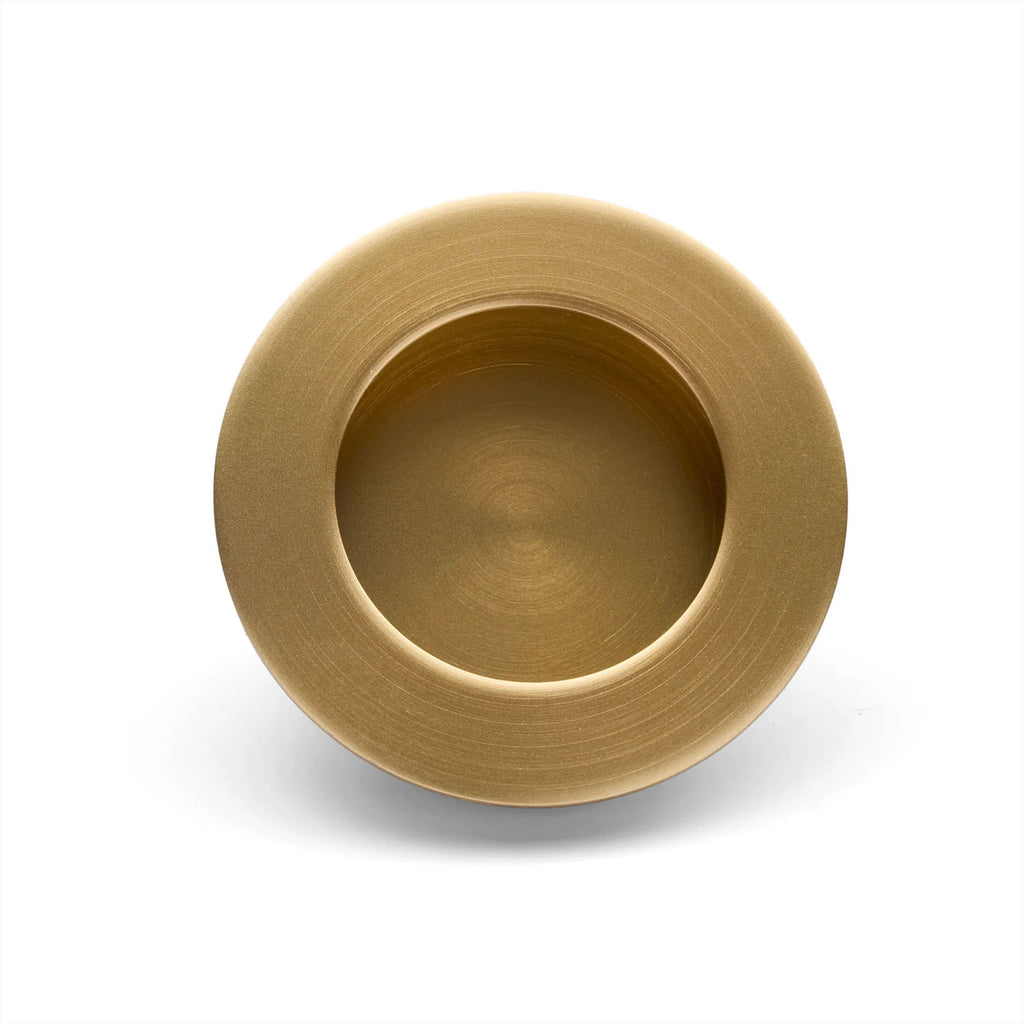 Manovella Sliding Door Round Flush Pull 65mm - Satin Brass