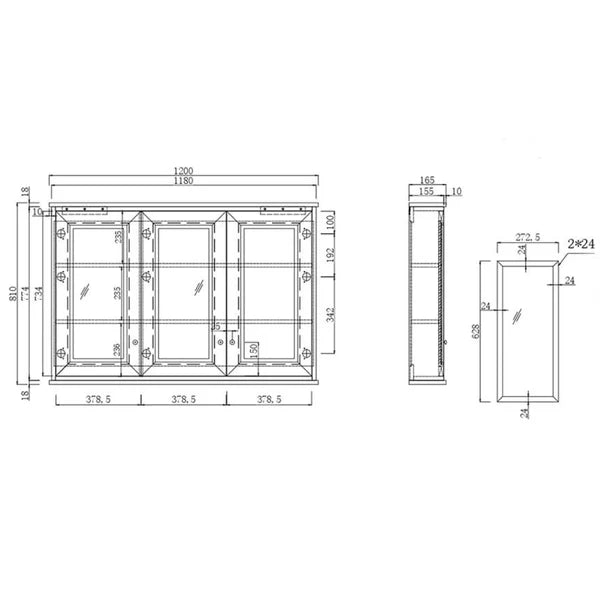 Turner Hastings Coventry 120 x 81 Mirror Shaving Cabinet - Satin White