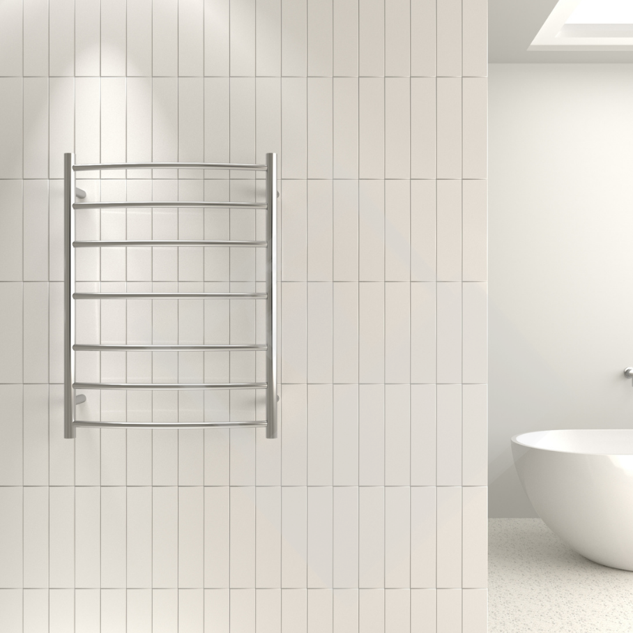 Thermogroup 7 Bar Curved Round Ladder Heated Towel Rail - Stainless Steel