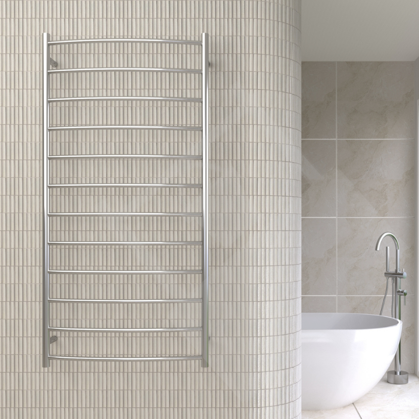 Thermogroup 12 Curved Round Ladder Heated Towel Rail - Polished Stainless Steel