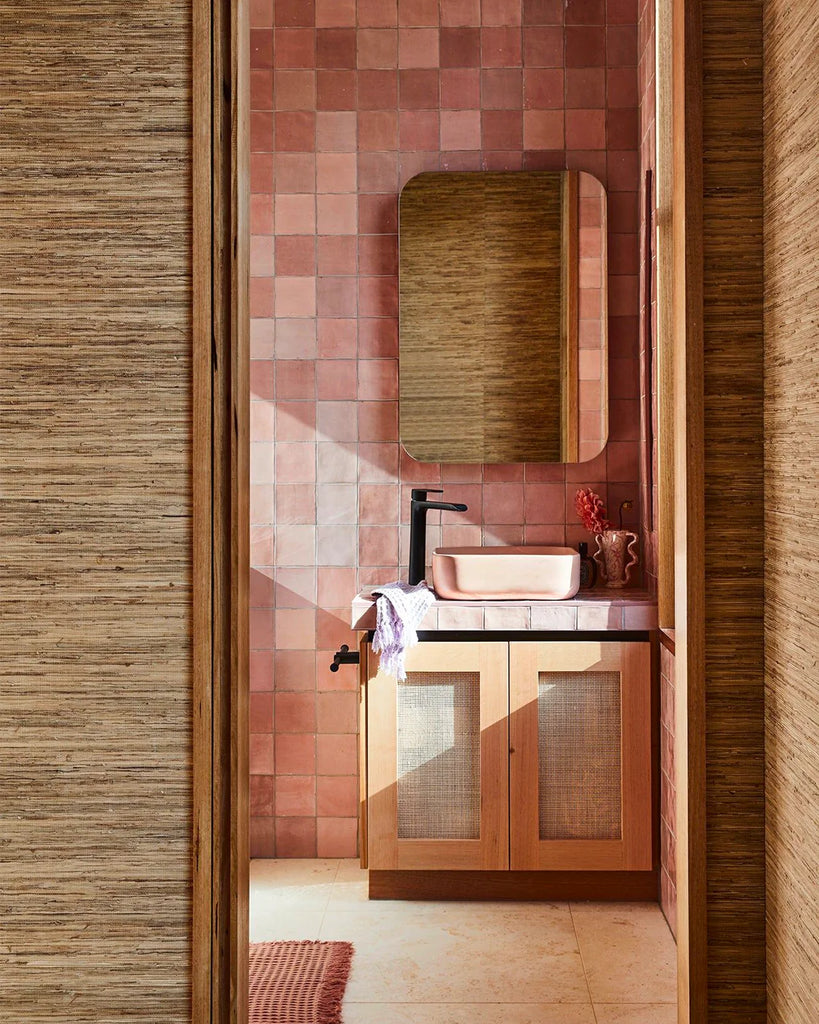 Nood Co Cube Basin Wall Hung - Blush Pink