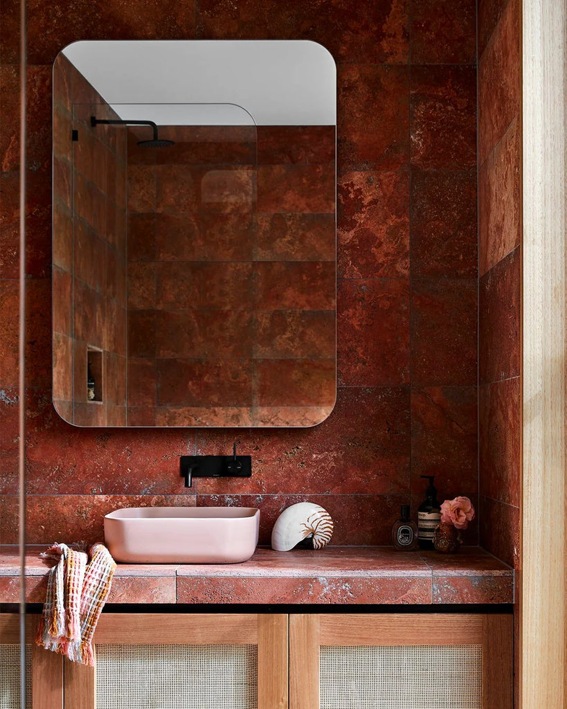 Nood Co Cube Basin Wall Hung - Blush Pink