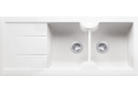 Turner Hastings Cuisine Fine Fireclay Sink Double Bowl Gloss White