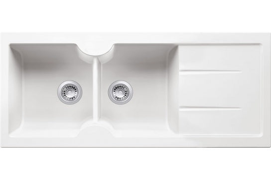 Turner Hastings Cuisine Fine Fireclay Sink Double Bowl Gloss White