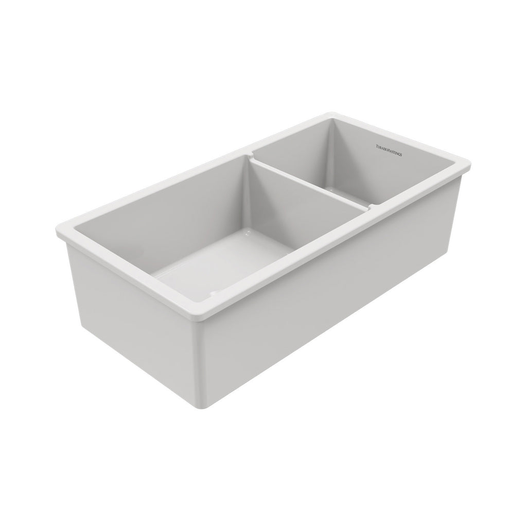 Turner Hastings Cuisine 93 x 48 One and a Half Bowl Inset / Undermount Fine Fireclay Sink - Gloss White