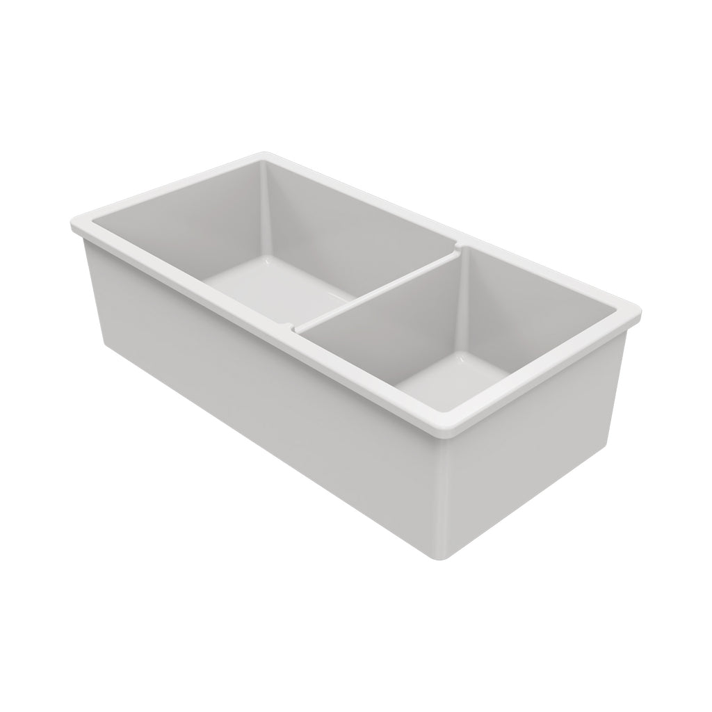 Turner Hastings Cuisine 93 x 48 One and a Half Bowl Inset / Undermount Fine Fireclay Sink - Gloss White