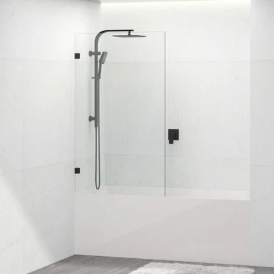 Covey Fixed Panel Over Bathtub Shower Screen - Black