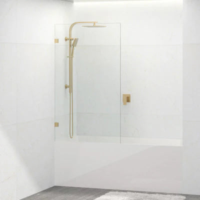 Covey Fixed Panel Over Bathtub Shower Screen - Brushed Gold
