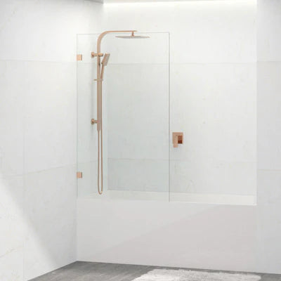 Covey Fixed Panel Over Bathtub Shower Screen - Rose Gold