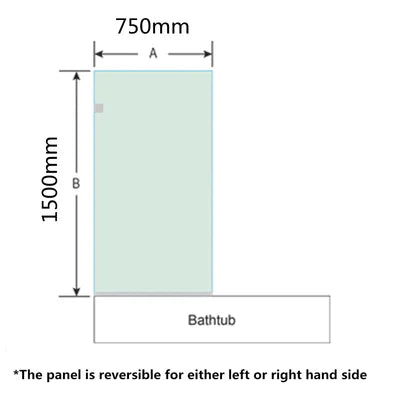 Covey Fixed Panel Over Bathtub Shower Screen - Black