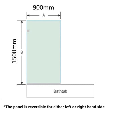 Covey Fixed Panel Over Bathtub Shower Screen - Black