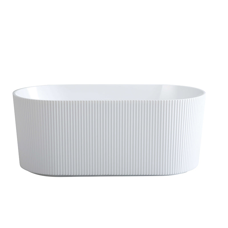 Ally Groove Oval Acrylic Freestanding Bathtub - Gloss White