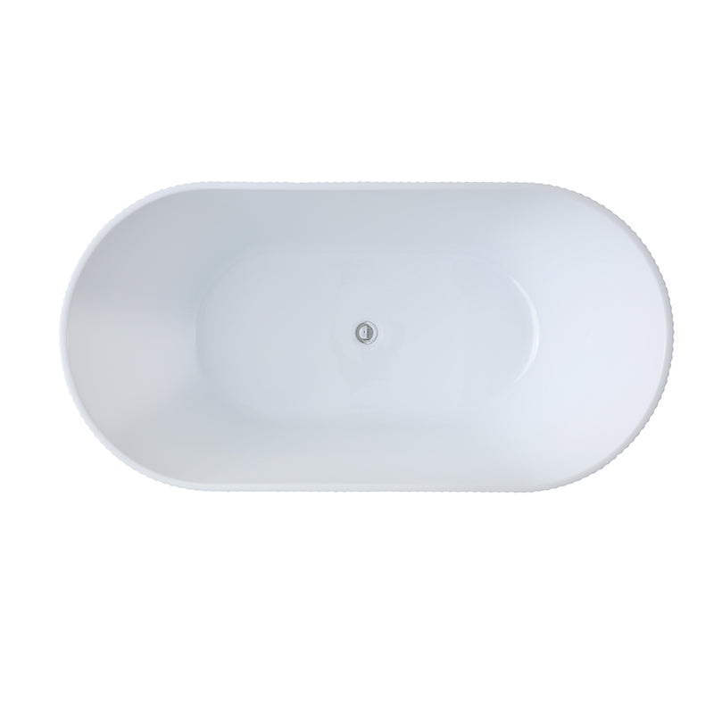 Ally Groove Oval Acrylic Freestanding Bathtub - Gloss White