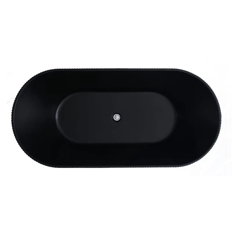 Ally Groove Oval Acrylic Freestanding Bathtub - Matte Black