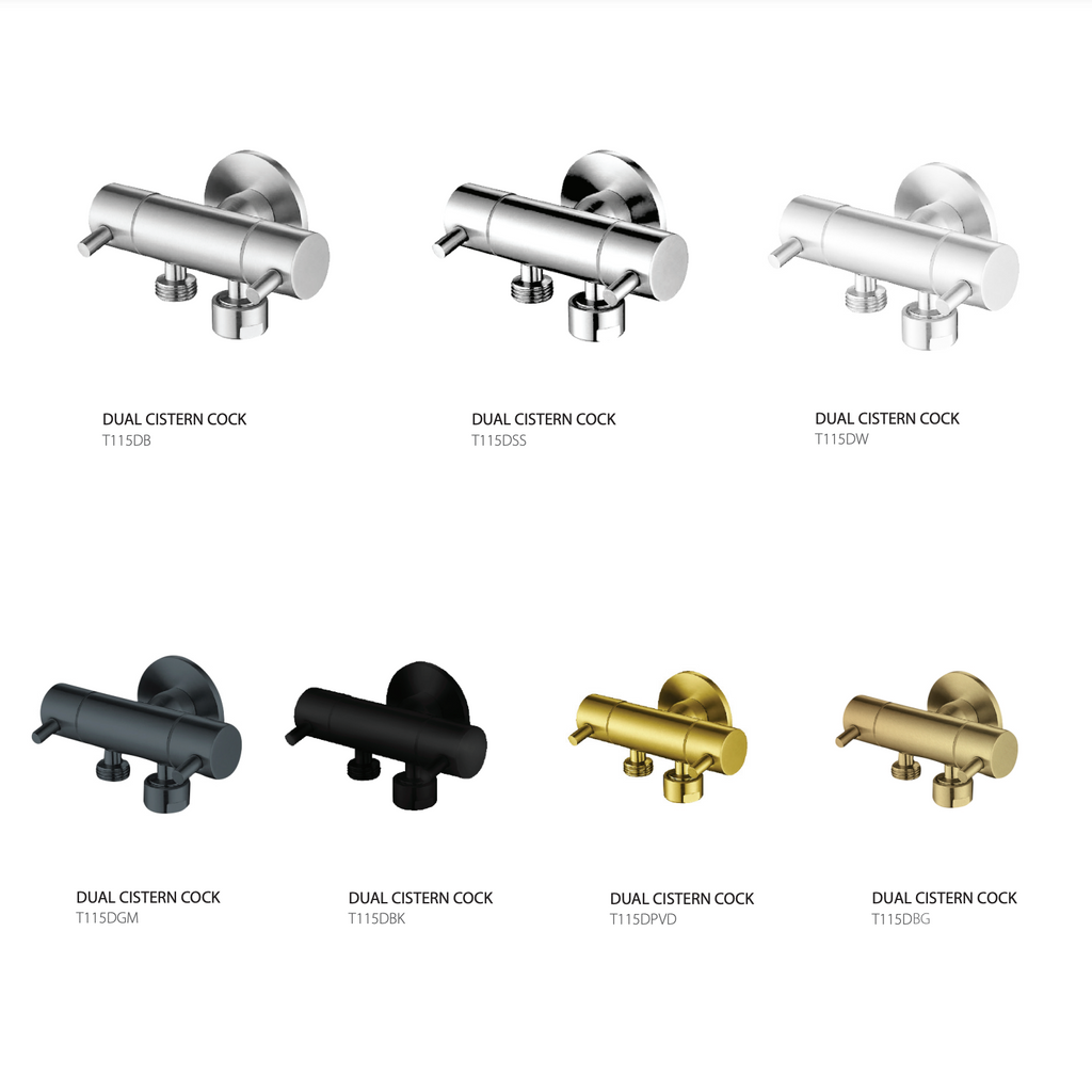 Dual Control Toilet Bidet Mini Cistern Cock - Brushed Gold