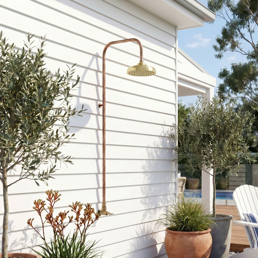 Haven 150mm Brass Copper Outdoor Shower Head Set Cold Water