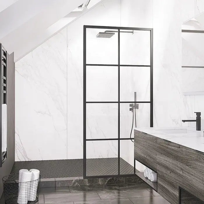 Covey Fixed Shower Screen Panel - Black