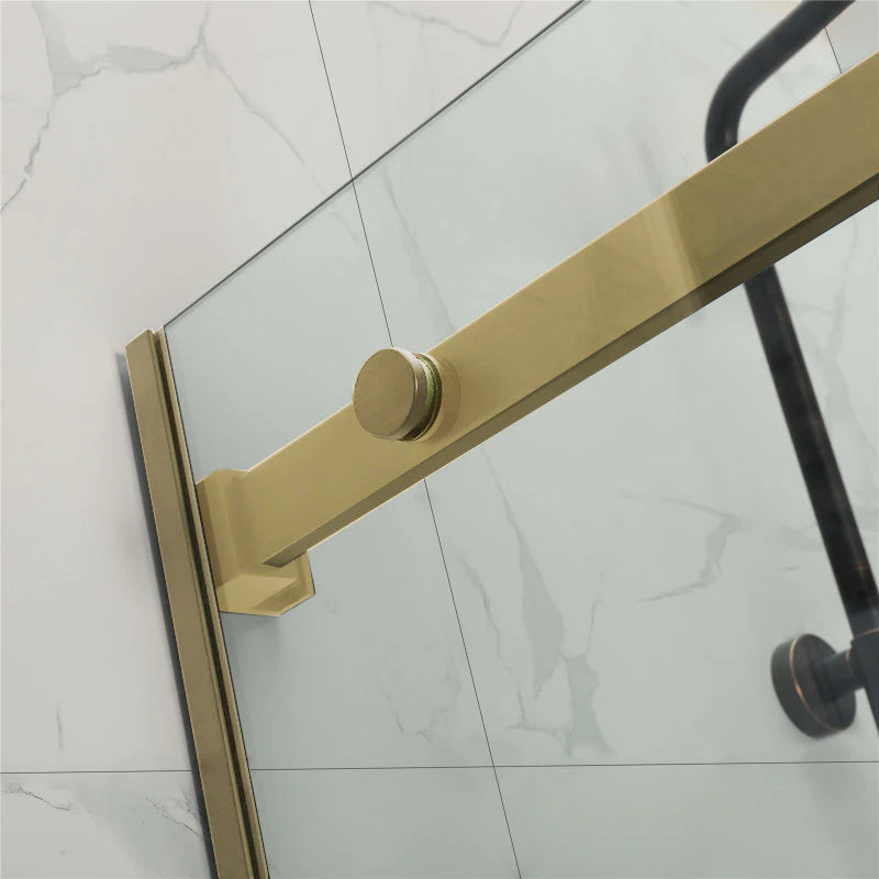Covey Square Frameless Adjustable Wall to Wall Sliding Shower Screen - Brushed Gold