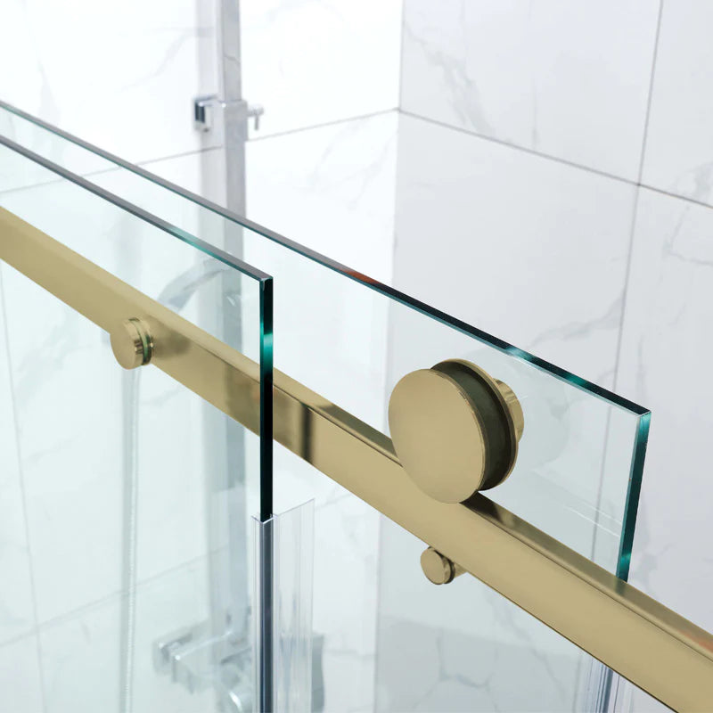 Covey Square Frameless Adjustable Wall to Wall Sliding Shower Screen - Brushed Gold