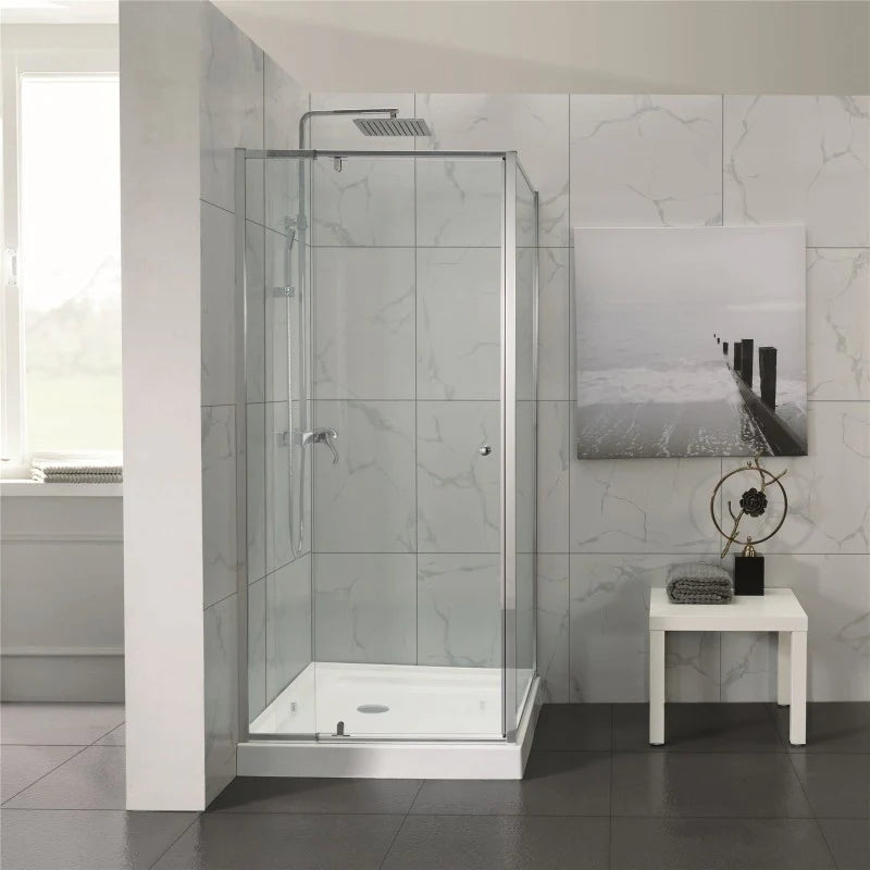 Covey Semi-Framed Adjustable Shower Screen 700 - 1470 x (900/1000) - Chrome
