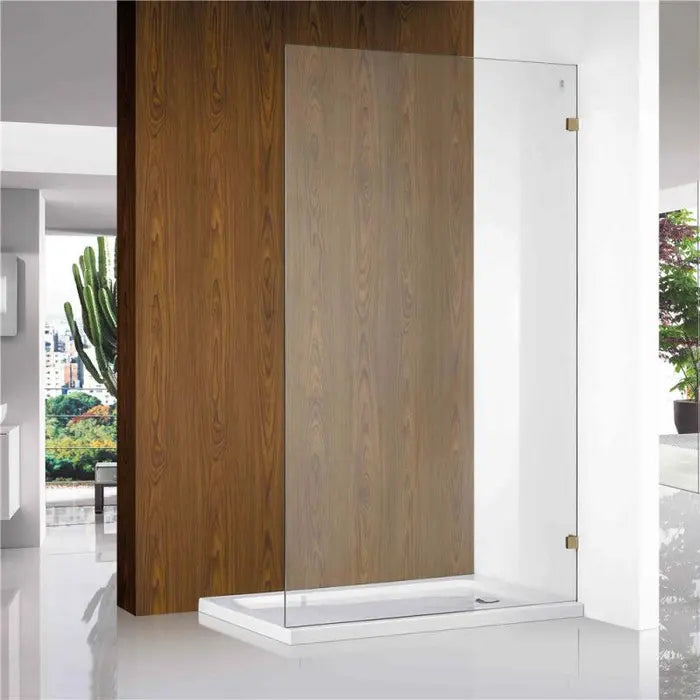Covey Frameless Fixed Panel Shower Screen - Brushed Gold