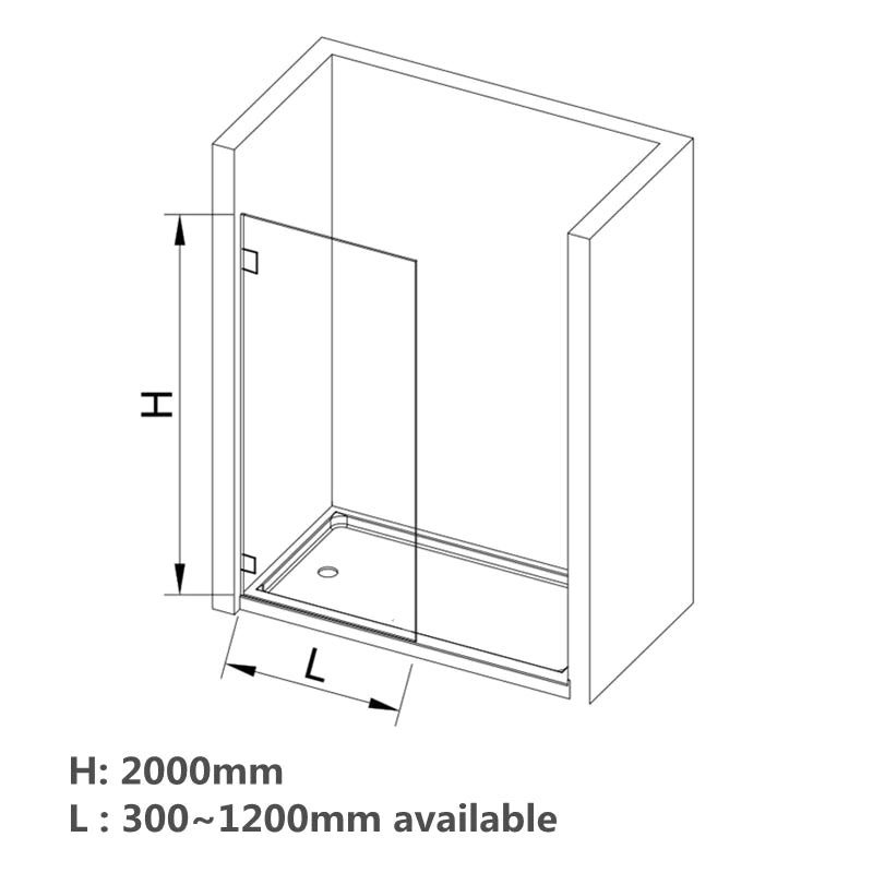 Covey Frameless Fixed Panel Shower Screen - Gunmetal Grey