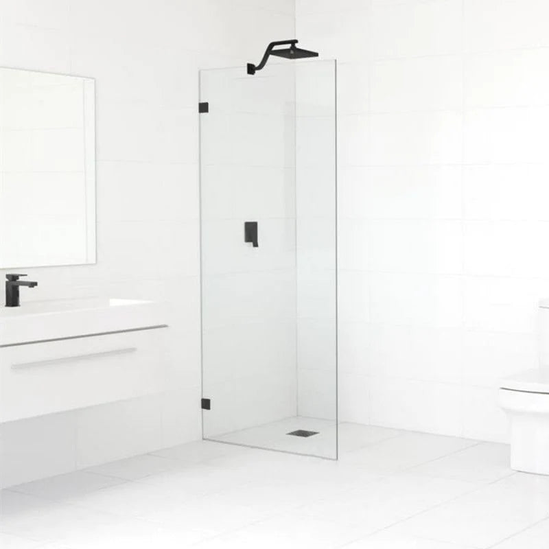 Covey Frameless Fixed Panel Shower Screen - Matte Black