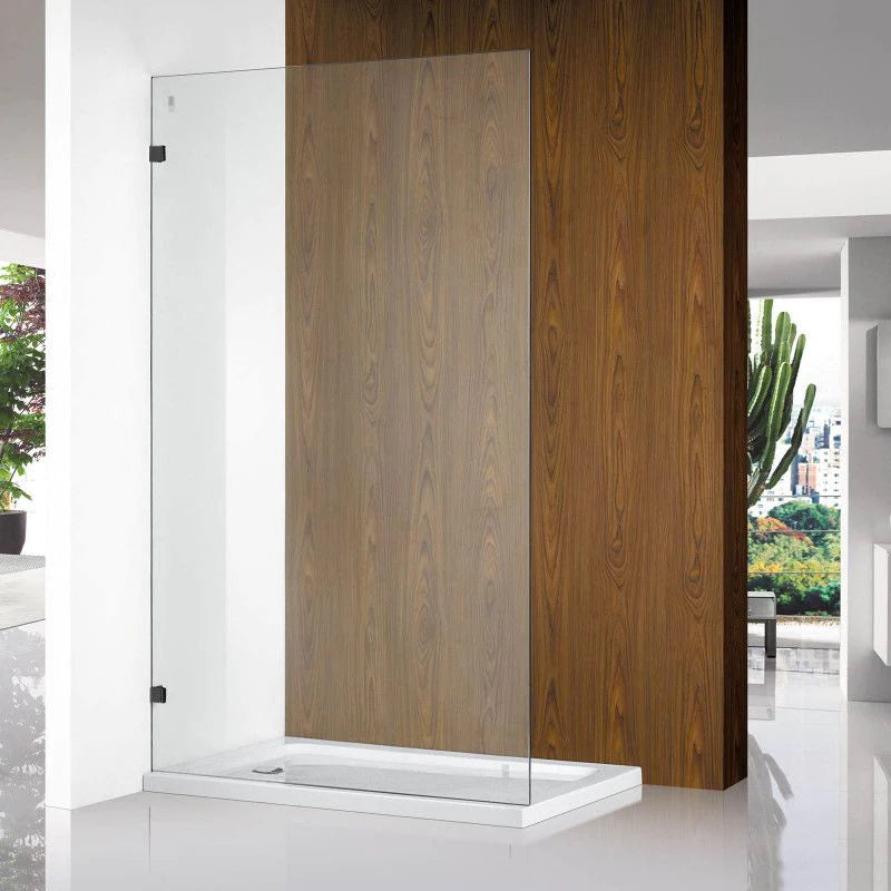 Covey Frameless Fixed Panel Shower Screen - Matte Black