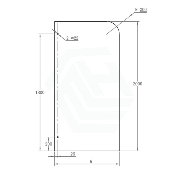 Covey Frameless Fixed Panel Shower Screen Curved Edge - Chrome