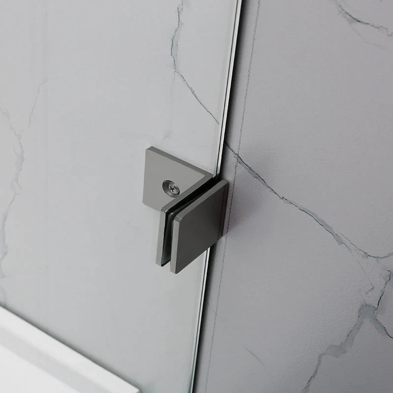 Covey Frameless Fixed Panel Shower Screen Curved Edge - Gunmetal