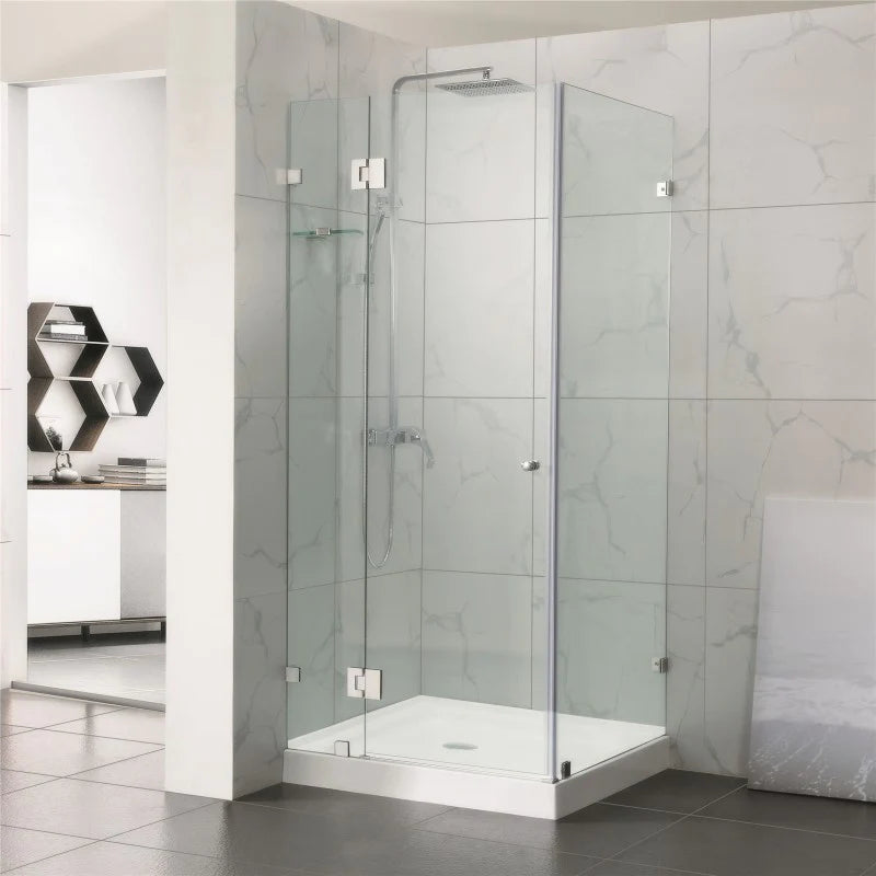Covey Rectangular Frameless Corner Shower Screen - Chrome