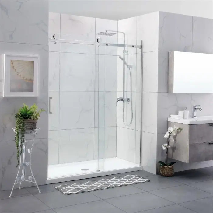 Covey Square Frameless Adjustable Wall to Wall Sliding Shower Screen - Chrome