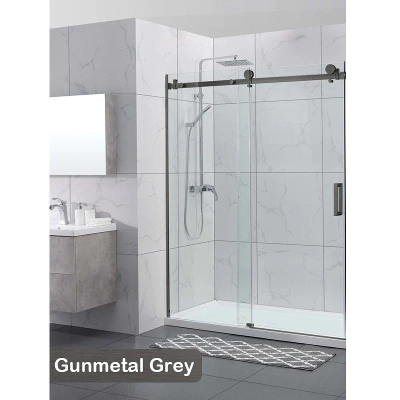 Covey Square Frameless Adjustable Wall to Wall Sliding Shower Screen - Gunmetal