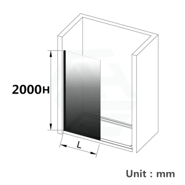Covey Frameless Single Panel Fixed Shower Screen - Matte Black Gradient
