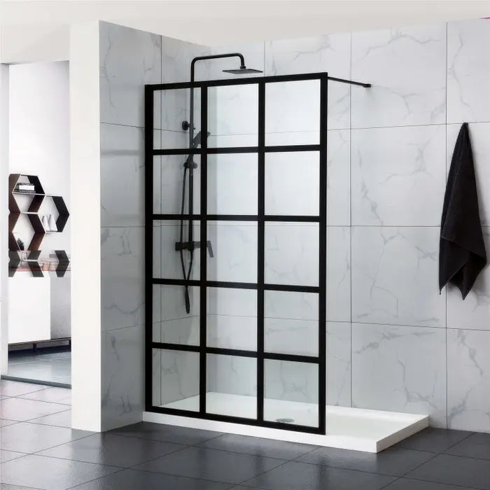 Covey Narrow Line Framed Walk in Shower - Matte Black