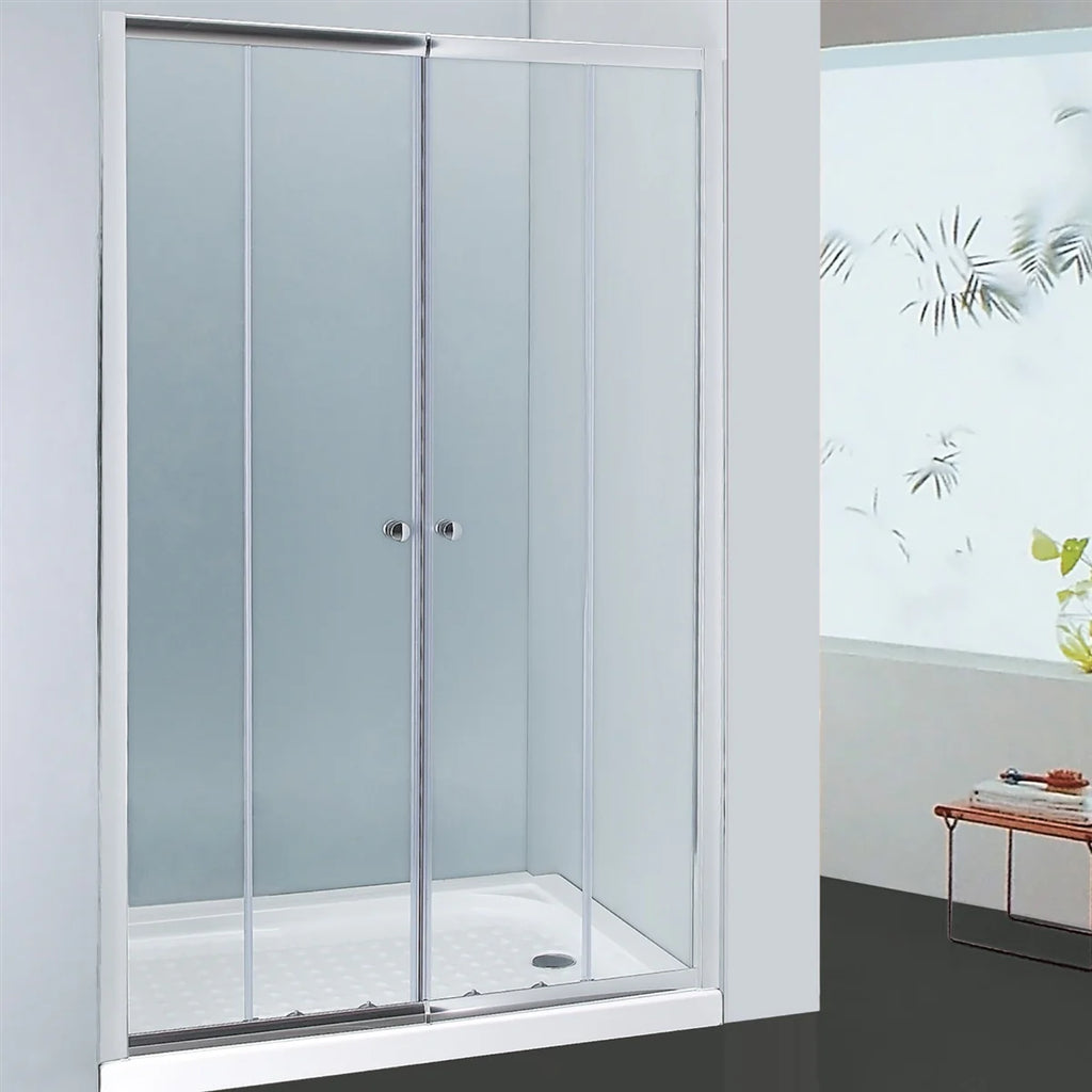 Covey Semi-Frameless Double Sliding Door - Chrome