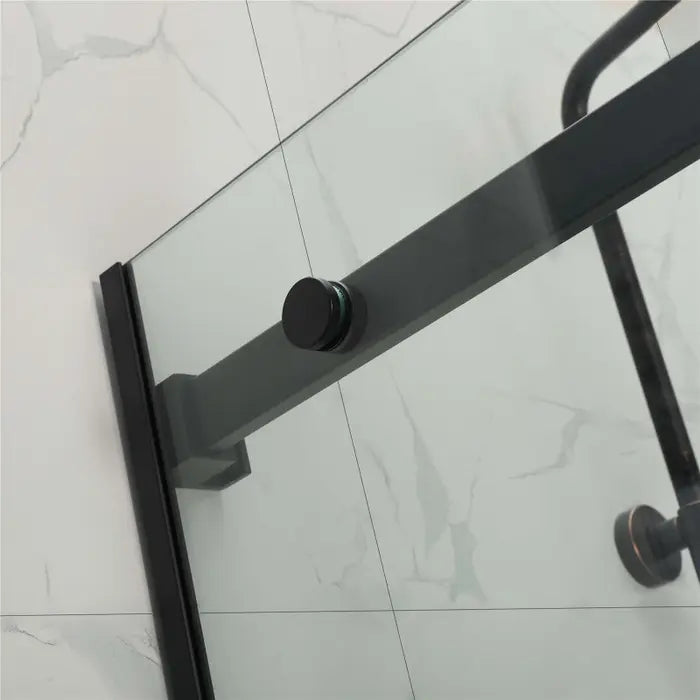 Covey Square Frameless Adjustable Wall to Wall Sliding Shower Screen - Matte Black