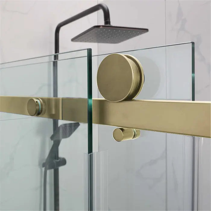 Covey Square Frameless Sliding Adjustable Shower Screen - Brushed Gold
